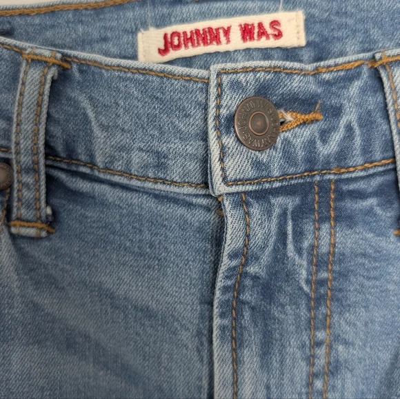 Johnny Was Jeans Womens 25 Bohemian Cropped Baby Boot Embroidered Floral Eyelet - Picture 5 of 12